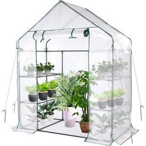 Greenhouse, Portable Mini Walk-in Green House for Outdoors with Roll-up Zipper Door, Anchors, and UV-Resistant Cover