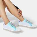 LUCKY STEP Women's Platform Glitter Sneakers | Sparkly Bling Shiny Dressy Bedazzled Wedding Bridal Fashion Walking Shoes (White, US 8.5)