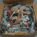 Hotop 8 Set Mini Wreaths for Kitchen Cabinet 12 Inch Small Christmas Wreath with Burlap Ribbon Red Berry and Eucalyptus Leaves for Xmas Window Front Door Fireplace Chair Farmhouse Hanging Decor