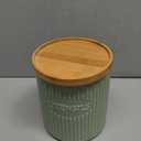 QINSDESIGNS 360° Rotating Utensil Holder, 7.6" Large Ceramic Kitchen Utensil Holder for Countertop with Bamboo Base, Stable Utensil Organizer, Farmhouse kitchen Decor, Green