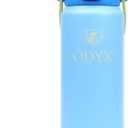 Vapor Bottle 24oz Insulated Stainless Steel Water Bottle with Dual Flip Lid, Straw & Spout, Leakproof, BPA-Free, Travel Tumbler with Handle, for Kids, Teens, or Adults (Lime Wave)
