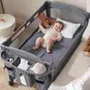 AirClub Bassinet Bedside Sleeper, Baby Bassinet Crib for Newborn, Bedside Crib Sleeper with Wheels Breathable Mesh