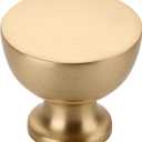 Alzassbg 5 Pack Brushed Brass Cabinet Knobs, 1-1/4 Inch(31.5mm) Diameter Flat Round Kitchen Knobs for Cabinets and Drawers AL6013BB