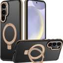 for Samsung Galaxy S24 Case, Magnetic Adjustable Ring Stand [Fit for Magsafe], [Military-Grade Shockproof Protection] Phone Case with Kickstand&Ring Holder (Desert Gold)