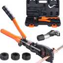 VEVOR Copper Pipe Crimping Tool, Hydraulic Driven Press Tool with 1/2", 3/4", 1" Jaws, Copper Tube Fittings Pipe Crimpers for Narrow Spaces and Tee Fittings