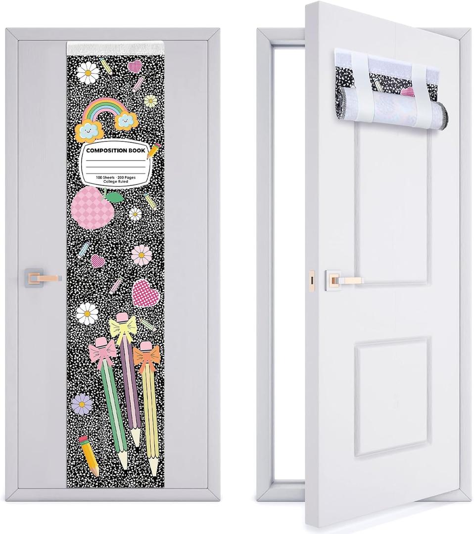 2 x Threehoney 2 Pack Colorful Composition Book Classroom Door Window Cover, 8 x 36 inches