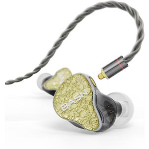 BASN Bmaster5 in Ear Monitors, 5 Drivers Drummer Headphones with Powerful Bass, Noise Isolation IEM Earbuds with Detachable MMCX Silver-Plated OFC Cable for Musicians (Starlight Gold, 3.5mm)