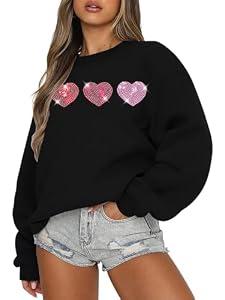 LUKYCILD Love Sweatshirt Women Valentine's Day Shirts Funny Graphic Long Sleeve Lightweight Shirt Holiday Pullover Tops 2XL