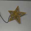 Christmas Star Tree Topper, 9.5 in Plug in Golden Glittered 3D Star Tree Topper, Metal Hollow Designed Built-in 10 Bulbs String Lights for Indoor Office Christmas New Year Holiday Tree Decoration