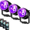 Litake UV Black Light for Glow Party, Sound Activated Party Light with Remote, LED Disco Ball Strobe Light in Dark Party Supplies, Dj Lighting for Halloween Birthday Home Dance Party Decoration 3 Pack