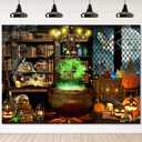 Mocsicka Halloween Magic Photography Backdrop Mid Century Vintage Witches Halloween Party Background Spooky Retro Witch Halloween Birthday Party Decorations Photo Booth Props (8x6ft)