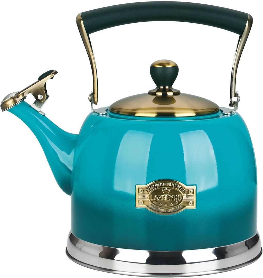 Tea Kettle Stainless Steel Teapot, Stainless Steel Teakettle for Stove Top with Heat Proof Ergonomic Handle 3.0 Quart (Blue)