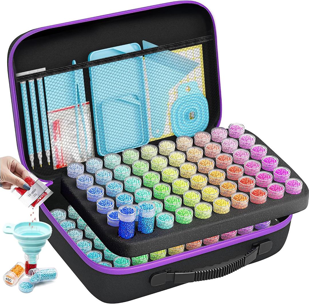 ARTDOT 120 Slots Storage Container for Diamond Art Kits for Adults,Portable Bead Storage Boxes for Diamond Painting Accessories and Tools