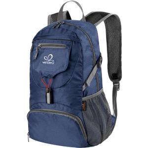 WATERFLY Small Lightweight Packable Backpack: 20l Ultra Light Foldable Travel Hiking Camping Daypack Day Pack for Man Woman (Dark Blue)