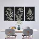 Large Framed Botanical Wall Art, Minimalist Floral Canvas Prints, 16"x24"x3, 16" X 24" X 3pcs Framed