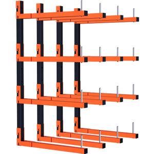 4 Pack Lumber Storage Rack, Wall Mount Removable Lumber Rack with 4-Level Holds Up 1040 Lbs, Heavy Duty Metal Garage Wood Organizer for Workshop, Basement, Indoor and Outdoor (4 Pack-8 Level)