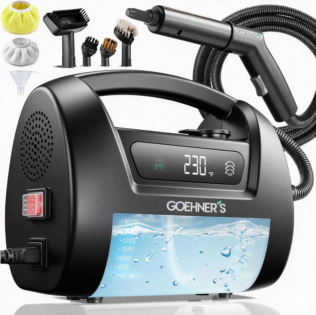 Handheld Steam Cleaner for Home, 230F/3.5Bar High Pressure Hand held Steam Cleaner for Car Detailing with 13ft Cord, 30s Heats Portable Steamer for Cleaning Grout, Black