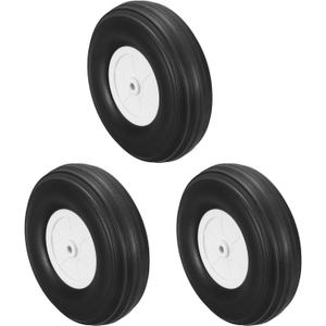 MECCANIXITY RC Airplane Wheels 4.4" OD RC Aircraft PU Rubber Wheels Tire Tail Wheel Replacement for DIY RC Model Plane Aircrafts Helicopter, Pack of 3