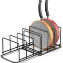 Adjustable 2.2in Pan Organizer Rack - for Pots,Pans,Cutting Boards,Cookie Sheets & Muffin Pans with 6 Slots,Non-Slip-8.7 * 6.8 * 5.5 inch