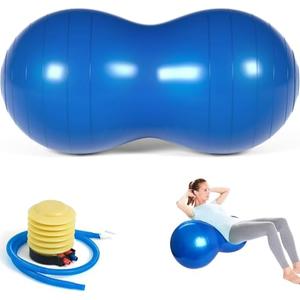 SURPZON Peanut Ball for Kids Therapy, 90x45cm Anti-Burst Exercise Ball with Pump, Gym Quality Fitness for Yoga, Physical, Training, Women, Men