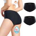 CARER Incontinence Underwear for Women Washable 150ml Super Absorbent Leak Proof Underwear Womens Incontinence Panties for Women Incontinence Period Postpartum Leakage Protective Briefs Black 2pcs-2XL