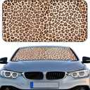 Windshield Sun Shade Foldable Car Front Window Covers for Car Accessories Sun Heat UV Rays Visor Protector Protection for Universal Cars SUV Truck(Nice Leopard)