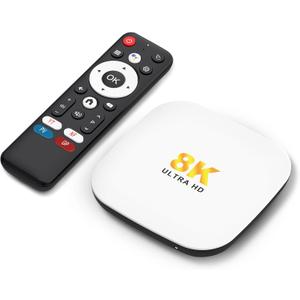 Android 14 TV Box 2025, LEFFOT M2 Plus 4K UHD Streaming Device for TV, with Google Play, Voice Remote, 2.4G&5G WiFi 6, BT 5.4, HDR10, 3D, Smart TV Box for Home TV Netflix YouTube (4GB-128GB)