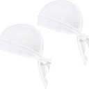 GXCROR Cooling Bandana Cap, Sweat Wicking Helmet Liners, Skull Caps, Doo Rag for Motorcycle, Bicycle, Running, Outdoor Work (White White)