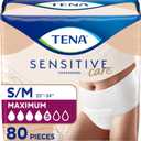 TENA Sensitive Care Adult Incontinence Underwear for Women, Maximum, Small/Medium, White, Disposable, 80 Count (8 Packs of 10)