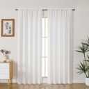 Gwine Natural Curtains 84 Inches Long for Living Room 2 Panels Set, Rod Pocket Light Filtering Faux Linen Textured Lightweight Bedroom Curtains, Farmhouse Soft Airy Window Drapes, Each 50Wx84L, 2PCS