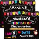 PETCEE First Day of School Board Sign - 11"x14" Double Sided Reusable and Erasable 1st First & Last Day of Preschool Pre-K Chalkboard Sign Photo Prop Gift Back to School Supplies for Kids Son Daughter