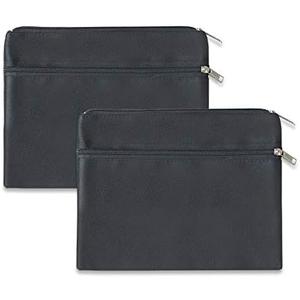 EZEKMAF 2 Pack 14 X 11 Inches 600D Zipped Large Storage Envelope Pouches Bags with 2 Pockets, Poly File Paper Document Organizer, Portable Bulk Bags for Filing Office Supplies, Black, 2 Pack