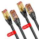 Reborn Cat 8 Ethernet Cable 6FT 2 Pack, Braided High-Speed Heavy Duty 40Gbps, 2000MHz with Gold Plated RJ45 Connector, Ethernet LAN Cable for Indoor/Outdoor Use - Perfect for Modem/Router/Gaming/PC