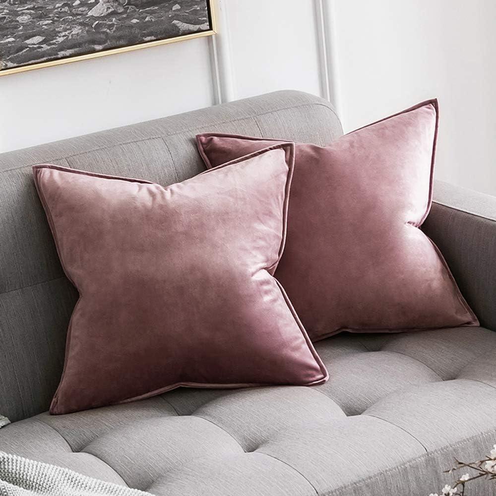 MIULEE Pack of 2 Decorative Velvet Throw Pillow Cover Soft Pillowcase Solid Square Cushion Case for Sofa Bedroom Car 20x20 Inch 50x50 Cm Jam