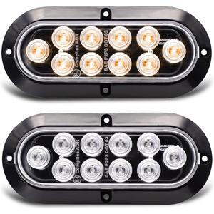 TMH 6 Inch 10 LED Oval Clear Lens/Amber Light Turn Signal Side Marker Tail LED Light for Truck Trailer Lorry Bus 12V DC (Pack of 2)