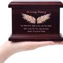 6 Inch Small Wooden Urn for Human Ashes - Keepsake Urn for Men & Women, Funeral Ashes Holder, Wooden Urn Box and Casket with Wing Design