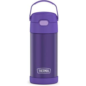 THERMOS FUNTAINER Water Bottle with Straw - 12 Ounce - Kids Stainless Steel Vacuum Insulated Water Bottle with Lid, Violet (Purple)