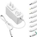 ALITOVE 5V Power Supply Adapter 5 Volt 2A 10W Universal AC/DC Adapter Charger 100-240V AC to DC 5V Power Cord Converter with 8 Tip for Security Camera Baby Monitor Scanner Digital Frame LED Light (White)