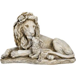 Joseph's Studio Lion and Lamb Garden Statue  12.5" Religious Outdoor Dcor  Peaceful Resin Sculpture for Yard, Patio, or Memorial Display