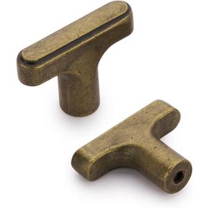 Lardmon 10 Pack Antique Brass Cabinet Knobs Rectangle Drawer Knobs Modern Single Hole Cabinet Pulls Solid Cabinet Handles Drawer Pulls Heavy Duty Kitchen Cabinet Hardware for Dresser Cupboard Wardrobe