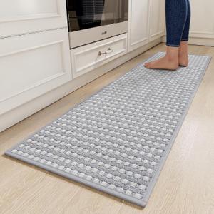 Kitchen Runner Rugs Non Slip Washable, Super Absorbent Soft Chenille Braided Kitchen Mats for Floor Rubber Backing Sink Mat Standing Floor Mat, Machine Washable Easy Clean, Gray,  56x16.5 Inches