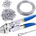 Twidec/Wire Rope Crimping Tool Up To 2.2mm Swaging Tool With 160PCS 1/16''Aluminum Crimping Loop Sleeve And 66FT 1/16'' 304 stainless steel Wire Rope 12PCS Wire Rope Thimbles Kit