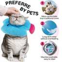 PUMYPOREITY Soft Fish Shaped Cat Cone Collar, Adjustable Padded Elizabethan Collar for Kittens, Anti-Lick Protective Neck Cone for Post-Surgery Wound Recovery, L, Blue
