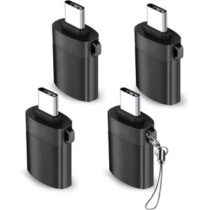 USB C to USB Adapter 4 Pack,USBC Male to USB A 3.0 Female OTG Adapter, Type C Thunderbolt 4 Converter OITYEUF for iPhone 15 Pro Max Plus,MacBook Pro Air2024,Samsung S24 S23 S22 S21 Galaxy,iPad (Black)