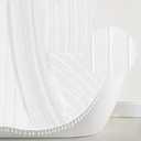 Seasonwood White Fabric Shower Curtain Boho Chic Striped Textured Tassel Shower Curtains for Bathroom, Wrinkle Free, Shabby Chic Cloth Shower Curtain Set with Hooks, 72x72 (72"W x 72"L (Pack of 1), White Striped)