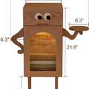 Robot Night Stand, 100% Solid Wood, No-MDF, with Sensor LED Light Mid Century Modern Tall Nightstand with Drawers Modern Nightstand with Adjustable Dividers,Solid Wood Nightstand for Bedroom, 15 inches x 25 inches x 15 inches