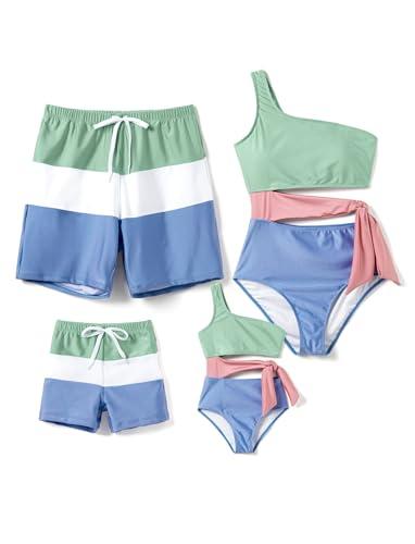 PATPAT Matching Swimsuits for Family One Shoulder Sexy Bathing Suit Pearly Subtle Shine Fabric Color Blocks Couples Matching His and Hers Swimwear One Piece Swimsuit for Women 2024 S
