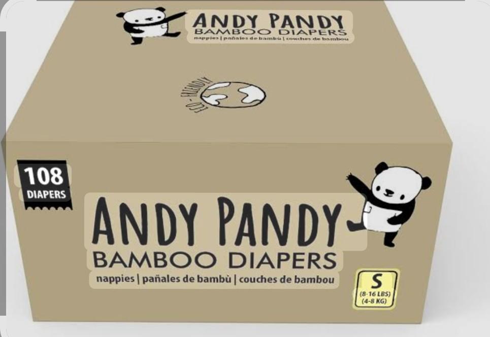 Andy Pandy Disposable Diapers Newborn, White, 8-16 lbs, 108 Count