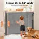 Retractable Baby Gate for Stairs and Doorways, 55" Wide x 33" Tall Mesh Dog Gate for Indoor & Outdoor Use, Safety Gate for Babies and Pets, Child Gates for Hallways, Hardware Mounted, Gray
