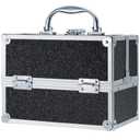 FRENESSA Makeup Train Case Portable Makeup Case Organizer Cosmetic Box Make Up Box Makeup Organizer Cosmetic Storage Cases with Locking Nail Kit Organizer Travel Case Black